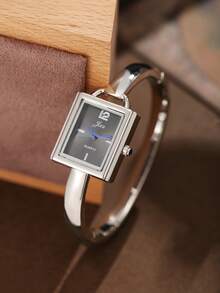 1PC Elegant Fashion Minimalist Square Pink Face Silver Bracelet Watch, Commuter Gentle Style Women's Quartz Wristwatch, Suitable For Valentine's Day, Christmas, Mother's Day, Anniversary, Thanksgiving And Other Holiday Gifts For Family And Friends - Multicolor - View 8