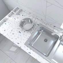 1 Gulungan Kertas Kontak Tahan Air Motif Granit Emas, Pelapis Meja Dapur, Stiker Rak Kabinet, Laminasi Meja Dapur, Kertas Meja Granit Perekat Sendiri, Dekorasi Rumah - A - View 3