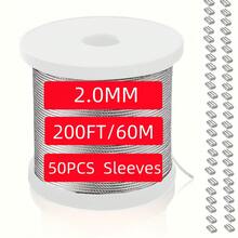 304 Stainless Steel Wire Rope, PVC Coated Cable, 2.0mm, Length 10/25/50/60m, Suitable For Hanging Picture Frames, Curtains, Deck Railings, Clotheslines - Silver - View 6