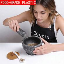 Mortar And Pestle Set Guacamole Bowl Shell Garlic Pepper Press Grinder Crusher Mix ﻿ - màu đen - Xem 5