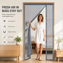 Magnetic Screen Door, Two-Way Opening - Gray Auto-Closing Mosquito Net Door, Pet-Friendly Insect Screen, Reinforced Edges, Breathable Mesh, Suitable For Patio/Balcony/Entryway/Bedroom, Multiple Sizes - - - View 12
