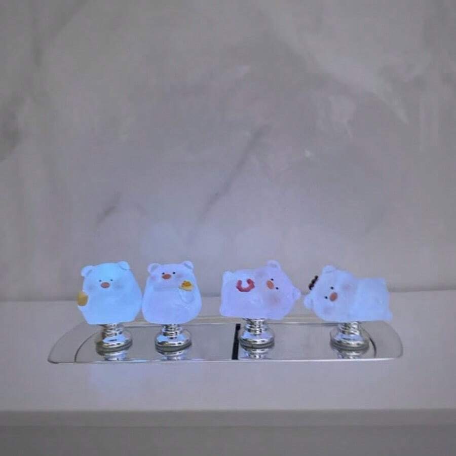 Cute Glowing Pig Toilet Tank Button - Durable Plastic, Easy To Install Bathroom Tank Handle, Fun Design, Night Glow Feature, Tank Control And Decoration, Toilet Tank Accessory, Fun Design - Multicolor - View 1