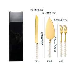 1 Set Stainless Steel Cake Server And Cutting Tools With Unique Ceramic Handles, Elegant Baking Utensils Including Pizza Server, Cake Scraper And Fork, Suitable For Wedding, Birthday, Party, Thanksgiving, Father's Day, Mother's Day And Other Occasions, Multi-Functional Kitchenware - White - View 17