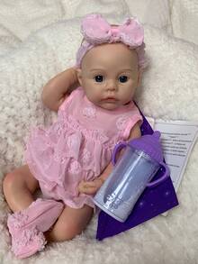 1 Pc 13 Inch Meadow Reborn Baby Girl Soft Silicone Doll With 2 Styles To Choose Lifelike & Anatomically Accurate Ideal Gift And Collectible - Multicolor - View 11