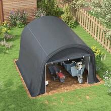 3x3m Garden Shed, Coated With An Aluminium Membrane With UV Protection, Water-Repellent, Made Of Steel And Grey Polyethylene, With Two Sectional Doors. - 灰色 - 查看 7