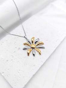 1pc Elegant Style Daisy Shaped Stainless Steel Women's Pendant Necklace Suitable For Daily Wear/Date/Travel/Gift - Multicolor - View 7