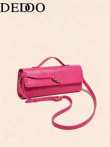 Dedoo Handbag Envelope High-End New European And American Fashion Crocodile Pattern Handheld Evening Bag Shoulder Bag Crossbody Bag - Hot Pink - View 3