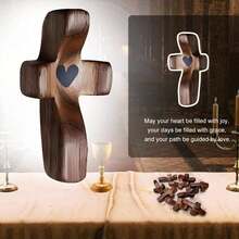 Christian Wooden Cross Set 3/6/10/20 Pcs – Handheld Prayer Cross My Heart, Encouragement Gift To Relieve Anxiety, Inspirational Easter Day Gift For Faith - Brown - View 9
