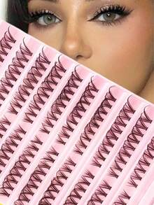 European & American Style Personalized Cluster False Eyelashes, Voluminous & Curled, 10 Rows Large Capacity DIY Segmented Eyelashes - 查看 2