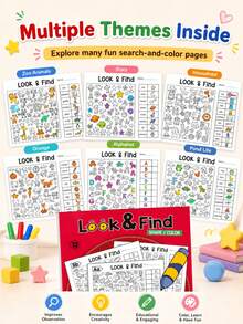 Children's Interactive Search Game Book, Enhances Brain Ability Through Sudoku Puzzles, Memory Training And Color Recognition, Suitable For Home And School Use Travel Puzzle Cards, Perfect Birthday And Christmas Gift - Multicolor - View 5