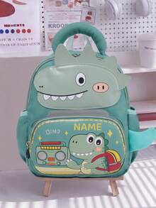 1pc Mini Back To School Personalized Customizable Versatile Cute Cartoon Dinosaur & Kitten Theme Backpack, Zipper Closure Nylon Material, Adjustable Shoulder Straps, Hand-Carry, Suitable For School, Shopping, Outdoor Trips, Daily Use. Birthday Gift. - Multicolor - View 7
