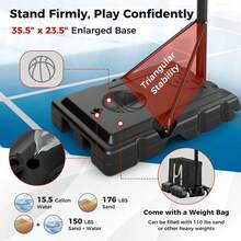 Portable Basketball Hoop Outdoor, 7.9-10 FT Basketball Goal System W/ 44 Inch Shatterproof Backboard - Default Title - View 10