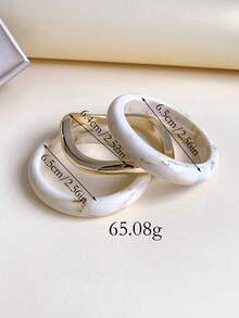 Set 3 Buah Gelang Akrilik Tebal Multi-Layer Warna Beige Gaya Vintage Bohemian untuk Wanita - MultiWarna - View 2