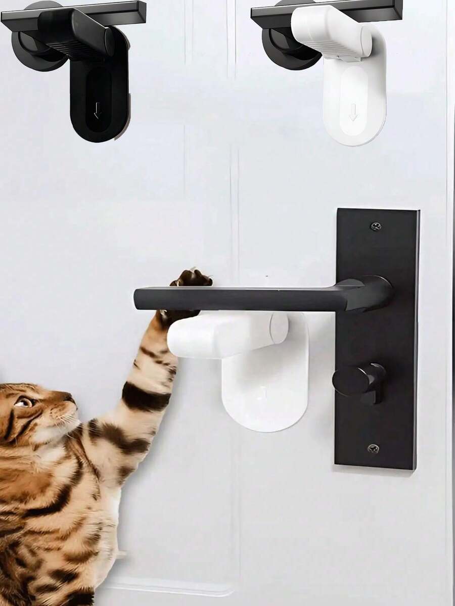 Multifunctional Safety Door Lock, Student Safety Door Handle Lock, Protect Students And Pets Without Drilling, Door Handle Lock Gadget, Anti-Pinch Protection Clip Door Handle, Anti-Theft, Prevent Door Opening, Suitable For Home, Bathroom, Office Decor, Valentine's Day Gift - Multicolor - View 1