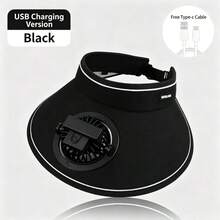 1 pieza Ventilador de diadema portátil recargable + solar de 300mAh, con 2 modos de alimentación, 3 velocidades ajustables y ajuste de inclinación de 45° - Multicolor - Ver 15