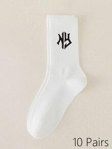 Versatile Logo Outdoor Mid-Calf Socks, Multiple Colors Available, Comfortable Ribbed Cuff, Breathable Skin-Friendly Material, Soft And Comfortable Without Tightness, Suitable For Various Outdoor Shoes, Hiking, Jogging, Casual Wear - Multicolor - View 5