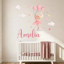 Customized Flower Girl Cartoon Wall Sticker, Personalized Text Wall Sticker, Customized Name Self-Adhesive Painting, Customizable Birthday Gift, Party - Style D - View 4