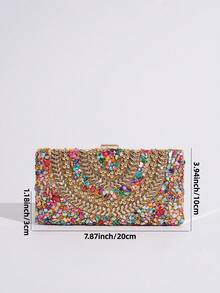 Bolso de mano/clutch de noche artesanal con incrustaciones de brillo y rhinestones, bolsa para fiestas, bolsa de cosméticos, bolso bandolera con correa, bolso de moda - Multicolor - Ver 5