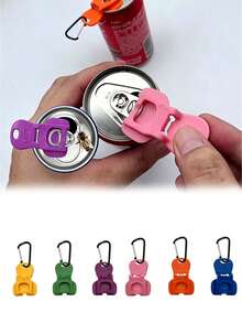 Soda Can Opener Keychain Pendant - Lightweight And Portable, Suitable For Family Gatherings, Outdoor Activities, Office And Other Occasions. This Keychain/Beverage Dust Cover Is A Convenient Tool For Various Occasions. - Multicolor - View 2