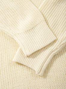 LOOKUN Autumn Winter Solid Color Low Neck Unisex Daily Commute Casual Home Pullover Round Neck Long Sleeve Base Layer Outerwear Short Knit Sweater Top - Apricot - View 10