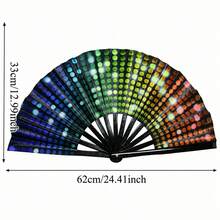 Luminous Polka Dot Foldable Hand Fan, Glow In The Dark Fan For Rave Club Party, Dance Performance & Festival Vibe Accessories (UV Activated Glow) - Fluorescent Party Fan - View 7