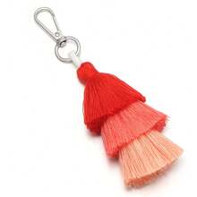 1pc/Pack Tassel Keychain 14.5cm Gradient Color Three-Layer Tassel Christmas Tree Pendant Phone Charm Decoration Handmade DIY Clothing Accessories Bag Jewelry Parts - Tassel Keychain - View 13