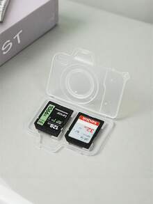 3/1pc Camera-Shaped Compact SD Card Storage Box, SD DSLR Camera Packaging Storage Box, White Memory Card Storage Plastic Box Phone Storage Card Protective Case, Portable Travel Electronic Accessories Card Holder, Camera Storage Card Storage Device, Dual Card Slot Plastic Protective Cover - Multicolor - View 2