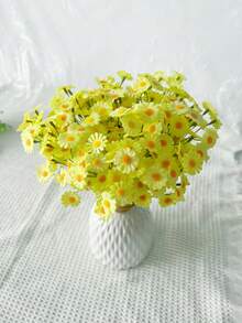 6/12/24件人造菊花，頂級洋甘菊向日葵，10英寸仿真菊花戶外植物，花瓶中心裝飾桌飾，DIY居家派對，春季野花婚禮菊花派對裝飾（白色）洋甘菊，攝影小配件裝飾花束，場景裝飾，戶外露台裝飾 - 黃色雛菊 - 查看 4