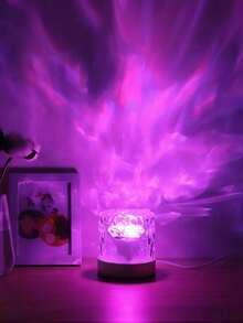 16-Color LED Cube Projection Light, 3D Holographic Water Ripple, Romantic Mood Light, Perfect For Kids' Rooms, Meditation, Relaxation, Bathroom, And Night Light. Comes With 16-Color RGB Starry Sky Projector Light, USB Powered - Water Ripples - View 10