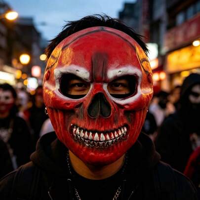 Cubrebocas de Halloween con diseño de calavera y Hydra roja de terror, máscara facial para fiesta de vacaciones y cosplay