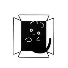 1Pc Of Black And White Minimalist Style Cat Brooch With Multiple Creative Cat Badges Student Party Versatile Backpack Accessories Jewelry - Multicolor - View 16