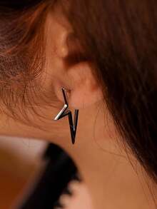 1/8 Pairs Neutral Gothic Decadent Emo Punk Y2K Korean Style Tassel Chain Water Drop Star Moon Pendant Huggie Earrings Gift - Silver - View 8