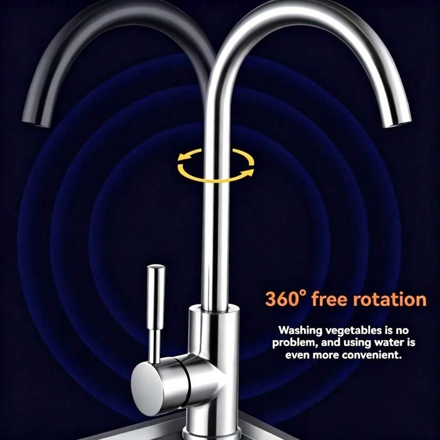 Hot And Cold Stainless Steel Faucet Sink Basin Kitchen Wash Basin - Silver - View 1