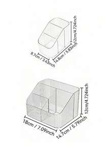 1 pieza Caja de almacenamiento de maquillaje transparente premium, organizador de gran capacidad adecuado para vacaciones, playa, baño, dormitorio - transparente - Ver 7
