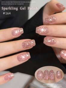XEIJAYI Pink Glitter Diamond Nail Polish, Shimmering Reflective Red With Glitter, Holographic Reflective Removable UV/LED Nail Art, Formula, Suitable For Home And Salon Use, Essential For Spring - Pink - View 6
