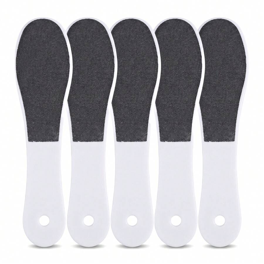 5pcs Double-Sided Foot File, Efficiently Remove Dead Skin And Calluses, Plastic Handle, Home Foot Care Tool - 5 Items - View 1