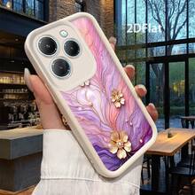 Funda para Teléfono - Diseño 2D Plano con Patrón de Flores Doradas, Rosas y Morado de Ensueño, Adecuada para Infinix Hot 10 10 Play 10S 12 20 20I 20S 30 30I 40 40I 50 50I Note 30 30VIP 40 50 50X Smart 7 8 8Plus 8Pro 10 Zero 30 40 Tianyan Ladder Nuevo Teléfono Móvil - (Un color) 1 unidad por paquete - Ver 1