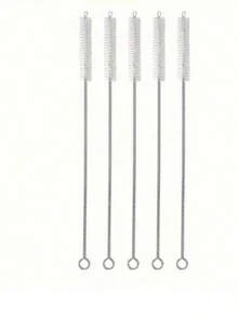 5 buah Sikat Pembersih Sedotan Logam - Sikat Stainless Steel Ekstra Panjang untuk Membersihkan Sedotan, Botol, dan Tabung yang Dapat Digunakan Kembali - A - View 8