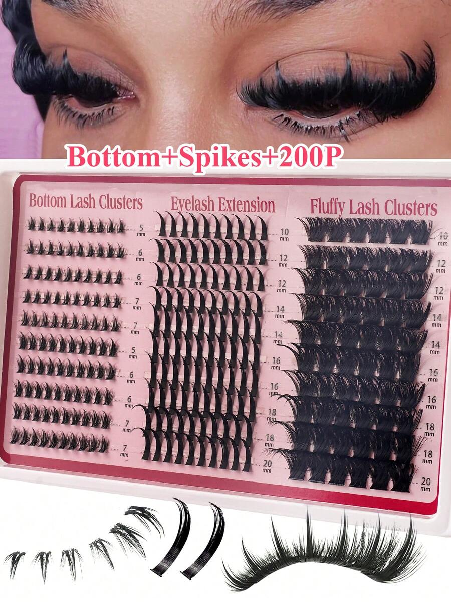 4-In-1 Combination False Eyelashes (Cluster), Specifications Cover 280/270/260 Clusters And 100D-200D Density, Length 6-20mm; Supports Reusable, Suitable For DIY Lash Extensions, Includes Cartoon Style And Faux Mink Thick Style.