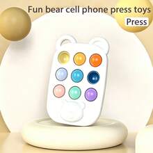 Bear Ear Phone Shaped Fidget Toy, 9-Key Silicone Sensory Bubble Pop Toy, Baby Teething Toy, Toddler Children Stress Relief Finger Game - Multicolor - View 11
