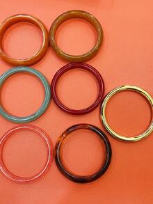 7pcs Elegant Vintage Acrylic Bracelets, Fashionable Minimalist Design, Suitable For Women - Multicolor - View 6