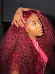 Uveous 34 Inch Burgundy Wig Human Hair 99j Burgundy 13x4 Deep Wave Lace Front Wigs Human Hair Pre Plucked HD Transparent Lace Frontal Wigs For Women Red Colored Wig - S99J - 查看 3