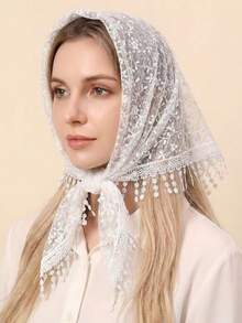 1pc 2026 New Women's Floral Lace Headscarf, Simple Bridal Veil, Shawl, Lightweight And Breathable, Suitable For Weddings, Parties, Casual Occasions - Multicolor - View 11