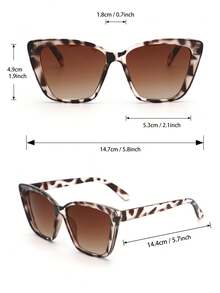1pc Women's Cat Eye Square Frame Leopard Print Tea Color PC Material UV Protection Retro Spicy Girl Style Sunglasses, Suitable For Beach Vacation, Street Photography, Daily Commute, Driving, Dating, Travel And More - Multicolor - View 2