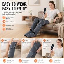 Air Wave Leg Massager 2-Piece Set, 3-Zone Independent Control Hook And Loop Air Pressure Foot Therapy Machine, 3 Modes 3 Intensity Levels Human-Like Kneading, Smart Control Combination Thigh Calf Sole Massage, Recommended Gift - Grey - View 6