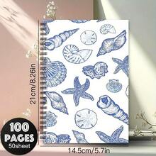 1 Spiral Bound Notebook, Printed With Watercolor Turtle And Hibiscus Flower Pattern, Pink Floral Ocean Style, A5 Lined Pages; Ideal For School/Office Supplies, Also A Great Gift For Marine Life Enthusiasts. - Ocean Series - View 10