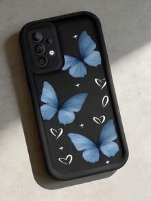 1 Stück kreative blaue Schmetterling süße kleine Herzmuster Farbverlauf Handyhülle, vollständige Abdeckung stoßfeste Schutzhülle, minimalistisches Design, weicher Cartoon-Stil, perfekter Schutz für Ihr Handy, kompatibel mit Honor X7/Galaxy A56 5G/ Smart 8/ Hot 40/Transsion Spark 30C/Spark Go 2024/ Note 14 5G/ E22/E22i/ A54 - Schwarz - Übersicht 2