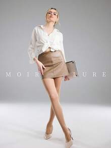 MOIRÉALLURE 1pair Solid Color Suitable For Daily Life Basic Tights - Clear - View 3