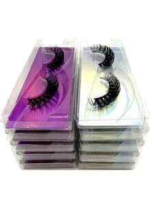10 Pasang Bulu Mata Palsu DD Curl Russian, Bulu Mata Palsu 3D Tebal & Lebat dengan Kotak Kertas Berkilau, Padat & Keriting, Ciptakan Efek Riasan Mata Kucing, Bulu Mata Palsu 8D Halus, Pertegas Kontur Mata, Panjangkan & Tebalkan Garis Bulu Mata, Raih Tampilan Riasan yang Lebih Halus. - Hitam - View 3