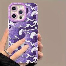 Patrón de nube de onda púrpurafunda de teléfono Fundas compatibles con ,Apple,VIVO,OPPO,,, y Honor.Fabricadas en silicona TPU,ofrecen protección contra golpes y caídas. - Blanco - Ver 2